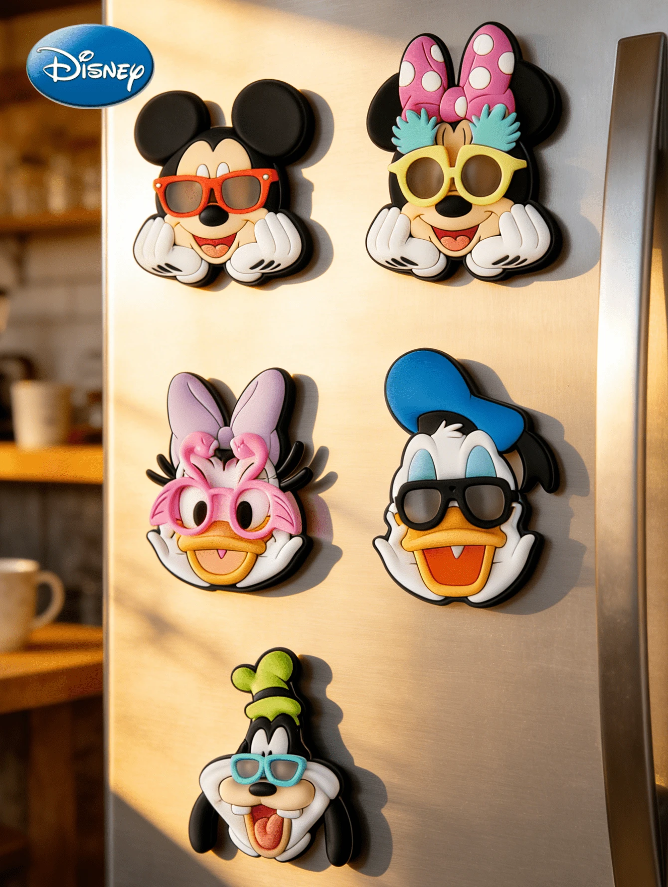 Monogram Disney 1個迪士尼官方授權3D PVC冰箱磁鐵-米奇、米妮、唐老鴨與高飛時尚眼鏡創意冰箱與置物櫃裝飾趣味備忘錄夾,適合辦公室白板,理想生日與聖誕禮物 - 1PC - 查看 1