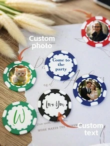 1/3/5/6/10/15Pcs Customized Poker Chips, Can Print Personalized Logo, Image, Text Double-Sided Full Color Poker Chips, Suitable For Bars, Weddings, Bachelor Parties, Valentine's Day, Valentine's Day Decoration Gifts, Birthdays, Graduations And Other Occasions - Multicolor - View 4