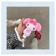SANRIO 官方三丽鸥樱花与爱心系列：酷洛米和美乐蒂毛绒钥匙扣 - 可爱卡通毛绒玩具，可用作钥匙扣或包包挂饰 - 彩色 - 查看 7