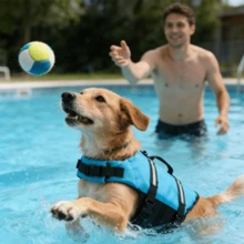 GDTME Animal Life Jackets, Suitable For Small, Medium, And Large Dogs And Cats, High Buoyancy Safety Vests, Swimming Floating Jackets, Equipped With Rescue Handles And Reflective Tapes, And Resistant To Biting - Blue - View 8