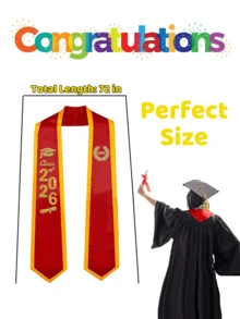1pc 2026 Graduation Customized Sash - Personalized With Images And Text, 2026 Graduate Honor, Photo And Name, 2026 Class Honor Belt Decor, Graduation Cloak, Graduation Ceremony, Party Photo Booth, Graduation Gift, For Seniors - Multicolor - View 2