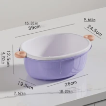 1 rổ rửa rau củ hai lớp, rổ để ráo trái cây và rau củ, đĩa đựng trái cây dễ thương, chậu rửa nhà bếp đa năng - nhiều màu - Xem 5