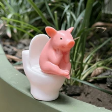 Mini figura decorativa de cerdo pensativo para el hogar, adorno de casa de muñecas, decoración de escritorio creativa, accesorio de coche, pequeño regalo de juego de mesa de cumpleaños - Multicolor - Ver 7