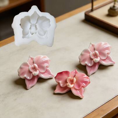 1pc Phalaenopsis Silicone Mold, DIY Candle, Aromatherapy Plaster, Epoxy Resin Multi-Purpose Mold, Easy To Demold, Reusable, Plaster Ornaments, Modern Home Mold, Holiday Gifts, Birthday Anniversary