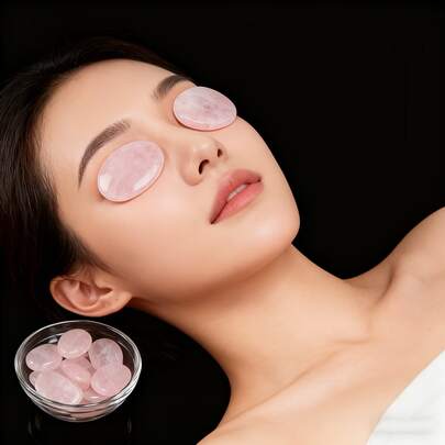 粉色石按摩垫，眼部及肌肤护理 - 具备冷热按摩功能的眼罩。适用于居家、办公、休闲、户外旅行。便携易用。