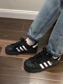 adidas originals Superstar 2 舒適百搭 低筒 兒童板鞋 黑色 - 黑色 - 查看 8