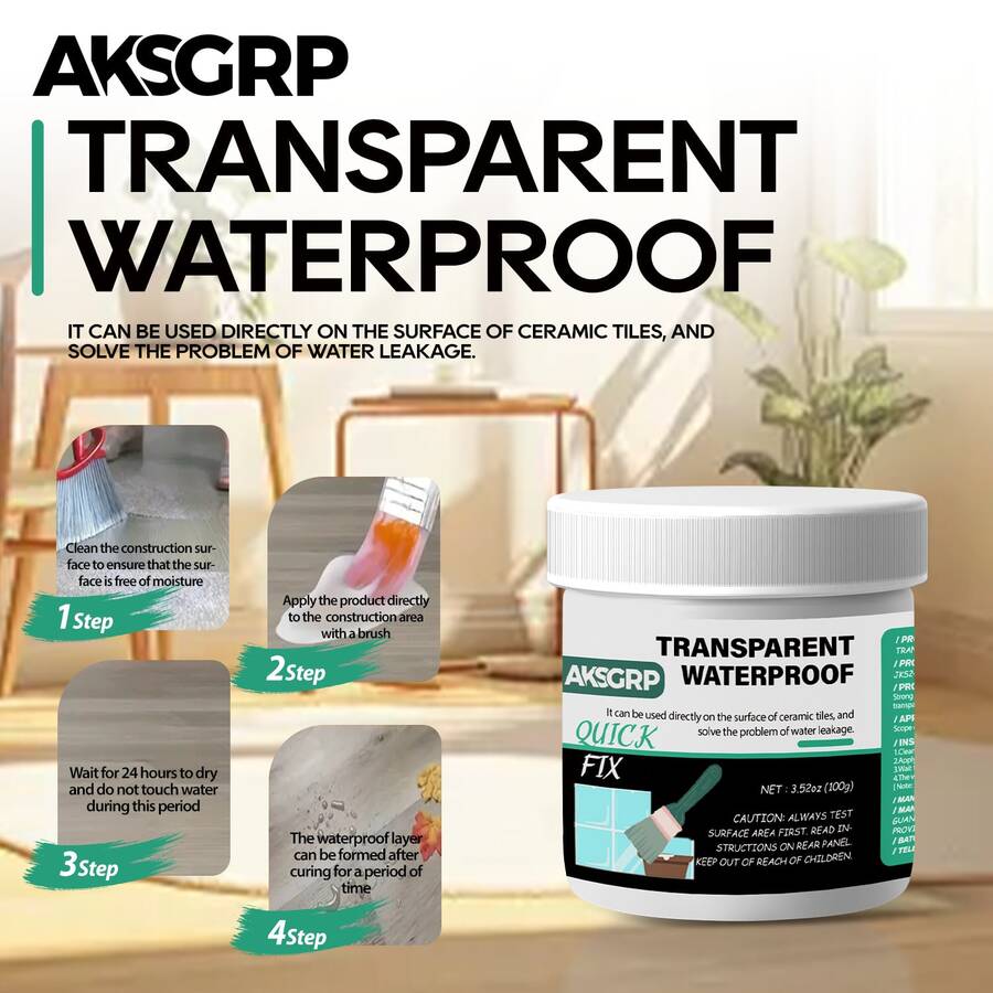Transparent Waterproof Sealant | Strong Waterproofing & Quick Leakage Repair - Suitable For Kitchen/Bathroom/Roof/Wall/Windowsill/Balcony, Multi-Surface Compatible, Weather-Resistant, - Transparent Sealant - View 1