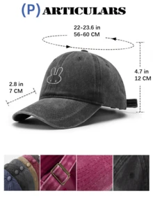 Vintage Embroidered Cap, , All-Season Spring Summer Autumn Winter, Adjustable Strap, Suitable For Valentine's Day, Wedding, Christmas, School Season, Father's Day, Outdoor Sports, Travel, Sun Protection, Top Gift Choice For Men And Women, Customized Baseball Cap, Available In Black, Pink, Purple, Yellow And More Colors, Casual Headwear,Beach,Hat - Multicolor - View 3