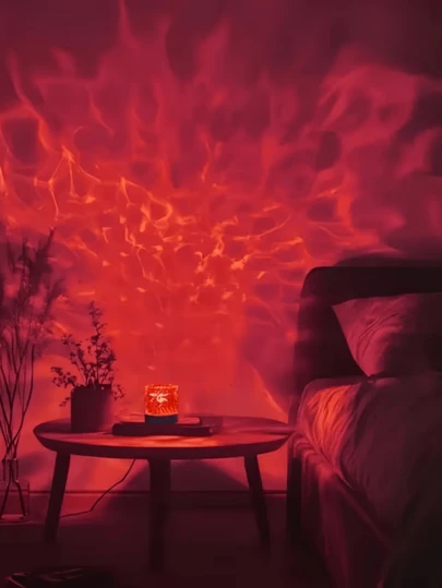 1pc Water Wave Lamp, 16 Color Changing, Touch & Remote Control, Create Romantic & Cozy Atmosphere, RGB Mood Night Light, Suitable For Bedroom, Ceiling, Camping, Wedding, Party And Christmas Gift | Cosmic Ambience Lighting | Vivid Color Display