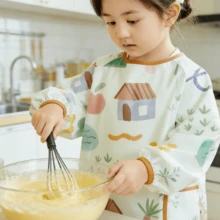 1件绘画罩衫，艺术绘画围裙，反面绘画罩，餐饮服务围裙，艺术绘画围裙，防水围裙，防污防护服，长袖防油艺术围裙 - 彩色 - 查看 5