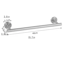 1pc Stainless Steel Towel Bar, Bathroom Towel Rack Paper Towel Holder, Drill-Mounted Hooks, Multi-Function Storage Bar (1 Set) (4 Pieces Set) - Silver - View 13