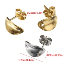 10个不锈钢弯曲不对称几何耳环，带耳塞，适合DIY耳环饰品制作 - 10Pcs - 查看 3