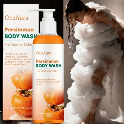 100ml Persimmon Shower Gel, Deep Cleansing & Exfoliating, Oil Control & Moisturizing, Nourishing & Refreshing Shower Gel With Long-Lasting Fragrance