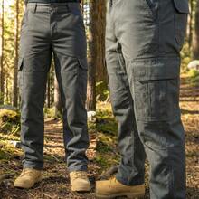 Men's Tactical Military Cargo Pants With Reinforced Ripstop - Grey - View 4