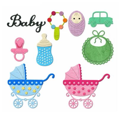 婴儿用品模具，迷你压花模板，金属婴儿洗礼模具，婴儿造型切割模具（适用于卡片制作、纸艺、DIY、剪贴簿、相册、生日派对装饰、婴儿派对等）