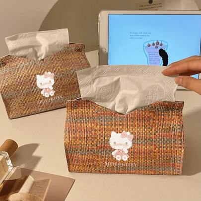 Hello Kitty 1 hộp đựng khăn giấy cao cấp, sáng tạo, đa năng dùng cho phòng khách và phòng ăn, phụ kiện trang trí cao cấp, hiện đại, sang trọng cho việc tiếp khách tại nhà và sử dụng hàng ngày, lớp hoàn thiện màu trắng bền chắc, dễ dàng thay thế, tiện dụng cho bàn làm việc, đầu giường và khi đi du lịch.