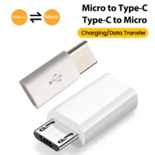 Adaptador de carga rápida USB-C a Micro USB, 1/2/5 piezas, adaptador hembra Tipo C a macho Micro para teléfonos Android, cables USB, adaptadores de carga, convertidor, regalo de primavera - Blanco - Ver 1