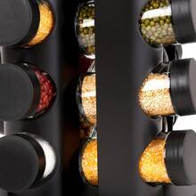 Spice Rack With 12 Stainless Steel Condiment Jars And Rotating Stand - MÀU ĐEN (12 hũ) - Xem 3