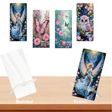 1件套钻石画手机支架套装，以仙女、蝴蝶、猫头鹰为主题设计，饰以圆形水晶宝石，多功能手机支架兼镜子，创意DIY手工礼品套装 - 查看 5