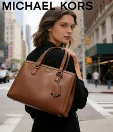 Michael Kors Women's Multifunctional Minimalist Handbag, Fashionable Casual Tote Bag Suitable For Daily Use - Cowhide Brown - View 2