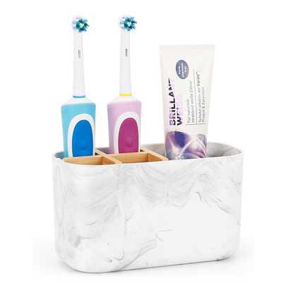 Bathroom Toothbrush Rack Storage And Organizing Box, Electric Toothbrush And Toothpaste Storage Rack, Desktop Toothbrush Organizing Box, 5-Grid Tooth Brushing Paste Storage Rack