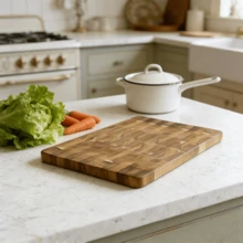 优质相思木大号砧板，端纹切菜板 – 刀刃友好表面，节日送礼佳品，男女皆宜，厨房爱好者的理想之选，1 件装或 2 件装 - 摩卡棕 - 查看 9