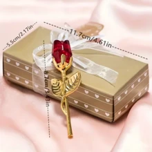 Glass Rose Mini Crystal Flower Artificial Flower, Mini Crystal Gift Box Decor, Red Rose Artificial Flower, Party Gift, Women Glass Rose Mini Crystal Flower Artificial Flower, Wedding Party Gift, Room Decor, Office Desk Decor - Multicolor - View 2