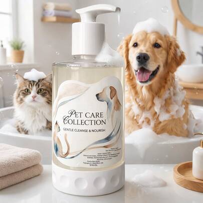 Pet Shampoo 400ml, Amino Acid Deep Clean, Deodorizing, Coconut Scent, Soft & Fluffy Fur