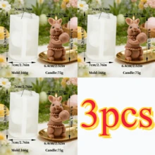 3D复活节兔子抱蛋硅胶模具，可重复使用，DIY模具，适用于制作大豆蜡香薰蜡烛、树脂皂等复活节工艺品 - A-白色 - 查看 16