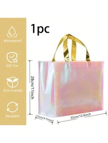 15/10/6pcs Rainbow Gradient Glitter Gift Bags, Pink Non-Woven Fabric Tote Bags, Fashionable Bridesmaid Gift Bags, Durable Shopping Bags, Suitable For Weddings, Bachelorette Parties, Gift Packaging, Decorations - Multicolor - View 10