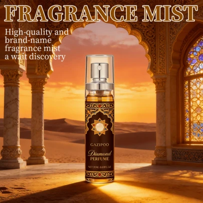 【金色面纱与花语】沙特迪拜灵感香氛喷雾 20ml，中东阿拉伯花果香调东方香氛，融合玫瑰、茉莉、铃兰的芬芳，奢华便携设计，斋月佳礼，持久清新自然香氛，适合日常生活、聚会、工作、学习等多种场合，推荐作为情人节或生日礼物送给女性朋友和家人。