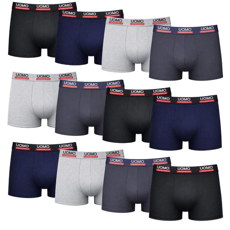 IDOLIKA - Pack 12 - Boxer Hombre - Calzoncillos Hombre - Ropa interior Hombre - Boxer Pack Hombre - Boxer De Hombre - Calzoncillos Boxer Hombre - Calzoncillos Hombre Algodon - Boxers Hombre - Ideal para uso diario y deporte - Transpirable y buena elasticidad - Entrega 24/48h - Multicolor - Ver 1