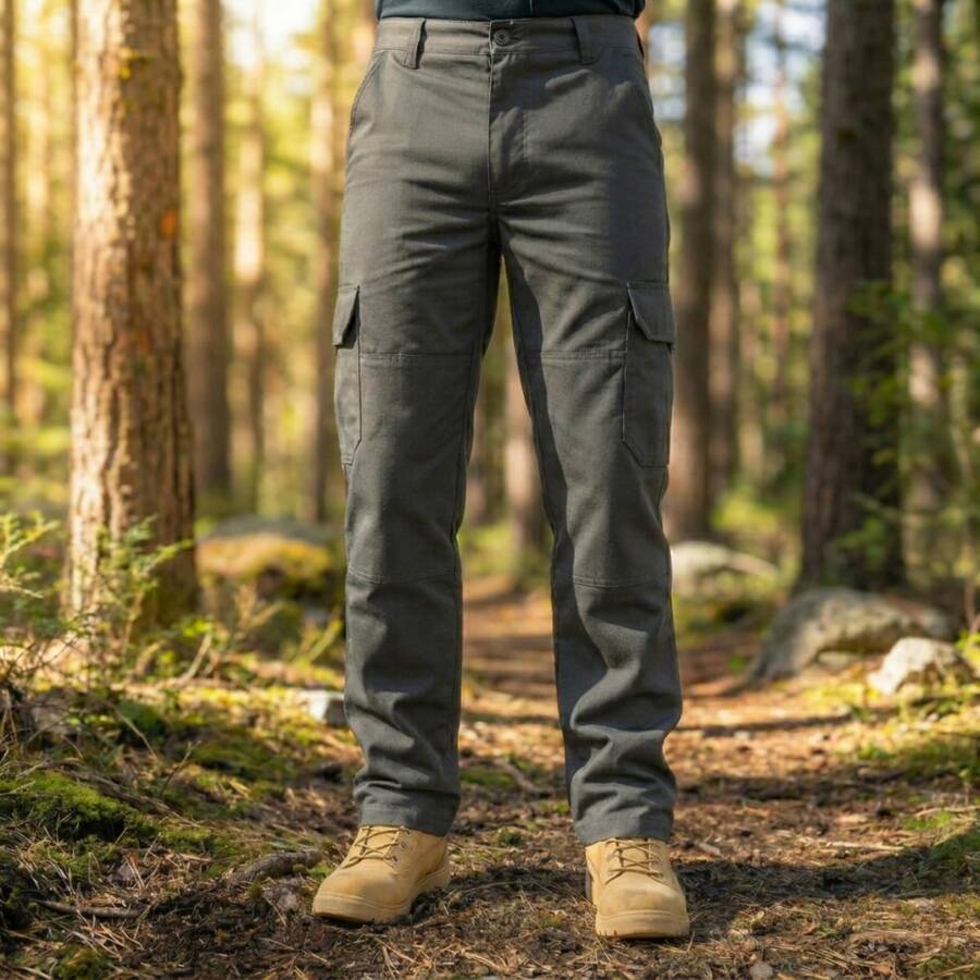 Men's Tactical Military Cargo Pants With Reinforced Ripstop - Grey - View 1