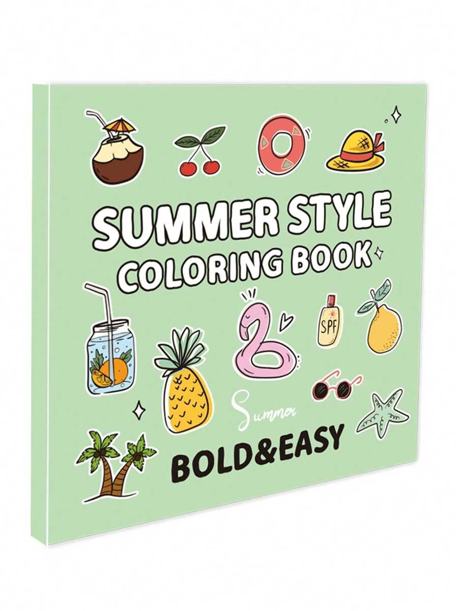 [Adult Coloring Book] 40 Sheets, Summer Style Coloring Book Warm & Cute - Gift Cartoon Themed Paper Craft Kits For Relaxation And Focus Training, As Well As Family Sharing Time. It Can Be Used As Gifts For Halloween, Christmas, Thanksgiving, And Birthdays. - Coloring Book - View 1