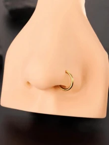 1pc 16G/18G/20G Titanium Alloy Hinged Earring - Cartilage Hoop, Nose Ring, Septum Ring, Seamless Segment Ring, Mini Earring (5-12mm), Nose Stud, Lip Ring, Unisex, Suitable For Daily Wear, Party, Vacation, Swimming, Sunbathing, Bar, Dance, Gathering, Ramadan, Valentine's Day, Halloween, Christmas, Mother's Day, Back To School, Graduation Season, Ideal Gift For Girlfriend/Boyfriend/Mother/Father/Birthday - Gold - View 3