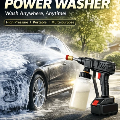 Cordless High Pressure Washer, High Pressure Cleaning Gun, Wireless High Pressure Car Wash Gun, Water Spray Cleaning Device, Suitable For Washing Cars/Fences/Exterior Walls, Single Battery