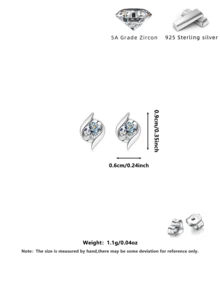 闪亮几何水钻925纯银耳环，优雅百搭，情人节礼物耳环 - 銀色 - 查看 2