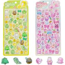 一套可爱水晶泡泡贴纸：闪亮3D可爱动物和甜点贴纸，全息闪光装饰贴纸，适用于日记本、相册、计划本和DIY手工，是青少年、文具爱好者、婚礼季和母亲节的完美礼物。 - TZ11 - 查看 1