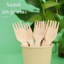 200 piezas Cubiertos de madera, utensilios desechables para fiestas, ideales para fiestas de cumpleaños, bodas, días festivos, Día de la Madre - Blanco - Ver 11