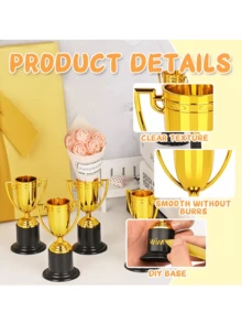 10pcs Mini Plastic Trophy, Classic Competitive Style, Suitable For Award Ceremonies, Graduation Celebrations, 2026 World Cup Theme Party Decorations - A - View 3