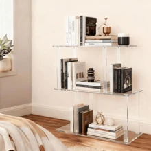 Kệ sách hình học bằng acrylic, kệ sách hình chữ S trong suốt, kệ sách mở hiện đại, phù hợp cho phòng khách, phòng ngủ, văn phòng. - Trong suốt - Xem 6