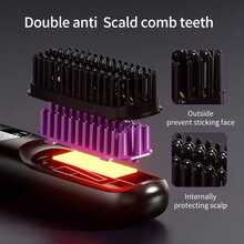New USB Rechargeable Hair Straightener Brush, Wireless Portable Hair Straightener, Negative Ion Hair Care, 2-In-1 Straightener & Curler, Battery Capacity: 2000mAh - Multicolor - View 10