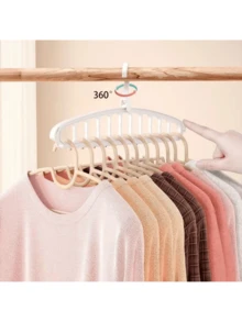 11-Hole Collapsible Clothes Hanger Organizer, Multi-Functional Non-Slip Plastic Portable & Wall-Mountable Closet Storage System, 3.2 Cubic Feet Enclosed Storage Capacity - Lightweight (1pc)Bedroom,Organizer,Organiser,Home Storage,White T Shirt Women,Black Pants Women - Multicolor - View 5
