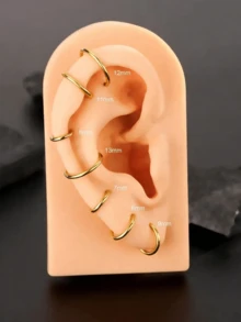 1pc 16G/18G/20G Titanium Alloy Hinged Earring - Cartilage Hoop, Nose Ring, Septum Ring, Seamless Segment Ring, Mini Earring (5-12mm), Nose Stud, Lip Ring, Unisex, Suitable For Daily Wear, Party, Vacation, Swimming, Sunbathing, Bar, Dance, Gathering, Ramadan, Valentine's Day, Halloween, Christmas, Mother's Day, Back To School, Graduation Season, Ideal Gift For Girlfriend/Boyfriend/Mother/Father/Birthday - Gold - View 2