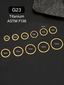 1pc 16G/18G/20G Titanium Alloy Hinged Earring - Cartilage Hoop, Nose Ring, Septum Ring, Seamless Segment Ring, Mini Earring (5-12mm), Nose Stud, Lip Ring, Unisex, Suitable For Daily Wear, Party, Vacation, Swimming, Sunbathing, Bar, Dance, Gathering, Ramadan, Valentine's Day, Halloween, Christmas, Mother's Day, Back To School, Graduation Season, Ideal Gift For Girlfriend/Boyfriend/Mother/Father/Birthday - Gold - View 1