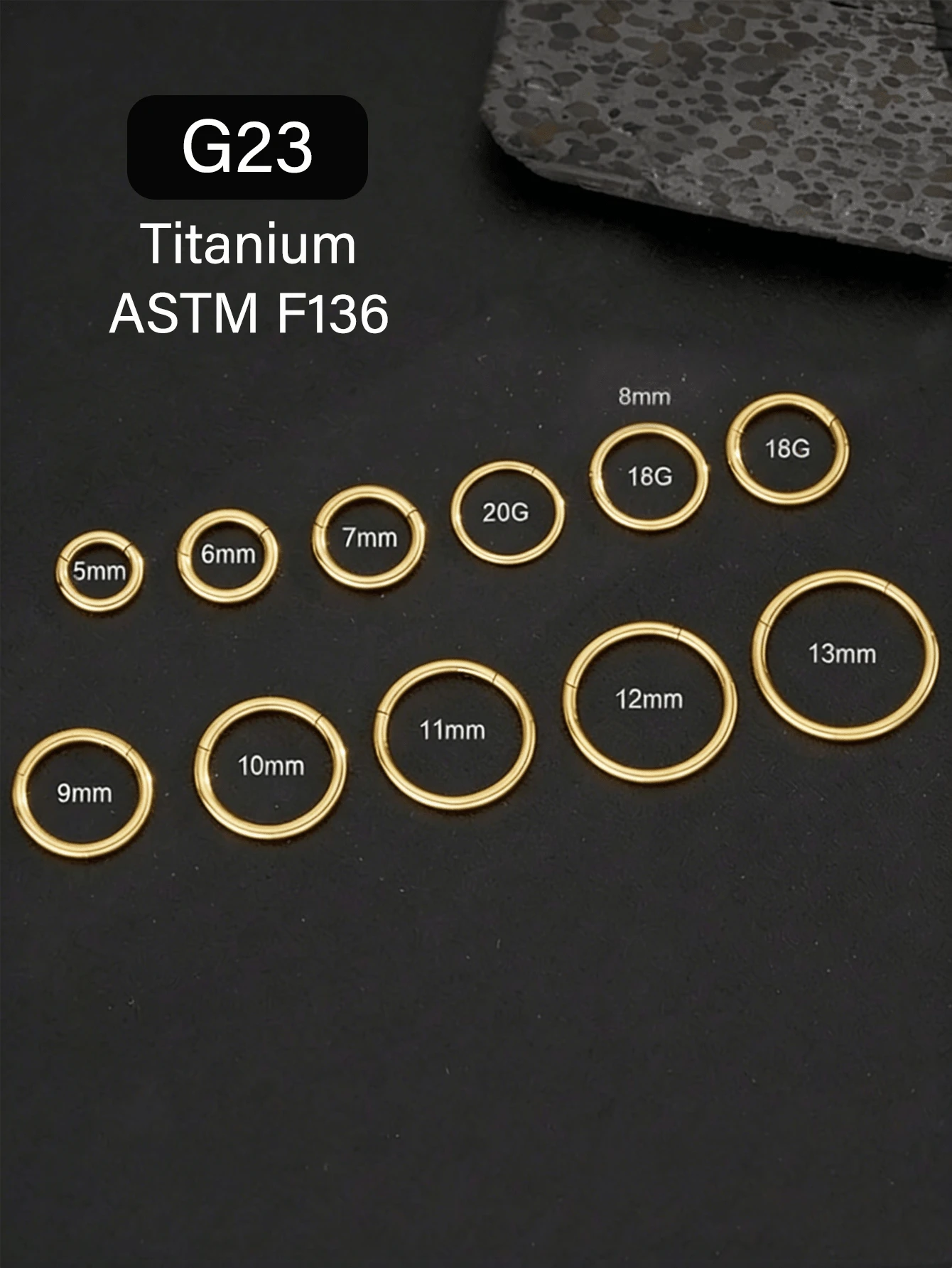 1pc 16G/18G/20G Titanium Alloy Hinged Earring - Cartilage Hoop, Nose Ring, Septum Ring, Seamless Segment Ring, Mini Earring (5-12mm), Nose Stud, Lip Ring, Unisex, Suitable For Daily Wear, Party, Vacation, Swimming, Sunbathing, Bar, Dance, Gathering, Ramadan, Valentine's Day, Halloween, Christmas, Mother's Day, Back To School, Graduation Season, Ideal Gift For Girlfriend/Boyfriend/Mother/Father/Birthday - Gold - View 1