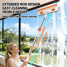 1 Set Window Cleaning Squeegee And Scrubber - Multi-Surface Plastic Bristle, Stainless Steel Handle, Versatile Glass And Floor Cleaner For Home And Outdoor Use, Ideal For Living Room, Bedroom, Toilet - Perfect Gift For Holidays - A - View 10