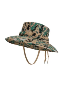 1顶可折叠户外迷彩遮阳帽，大帽檐防风防紫外线透气，男女通用钓鱼徒步战术渔夫帽，节日礼物 - K - 查看 15