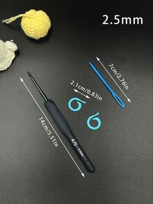 Bộ 4 kim móc - Kim loại, dùng được cả bốn mùa, tay cầm mềm màu xanh dương, 2 kim đánh dấu mũi + 1 kim đan - Dụng cụ đan móc DIY, thích hợp cho len, túi xách, dép, khăn quàng cổ. - Bộ kim móc cán xanh - Xem 9