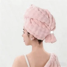 French Bubble Plush Home Hair Drying Cap, Adult Extra Large Thick Super Absorbent Quick Dry One-Piece Long Hair Turban - Hair Drying Cap - View 9